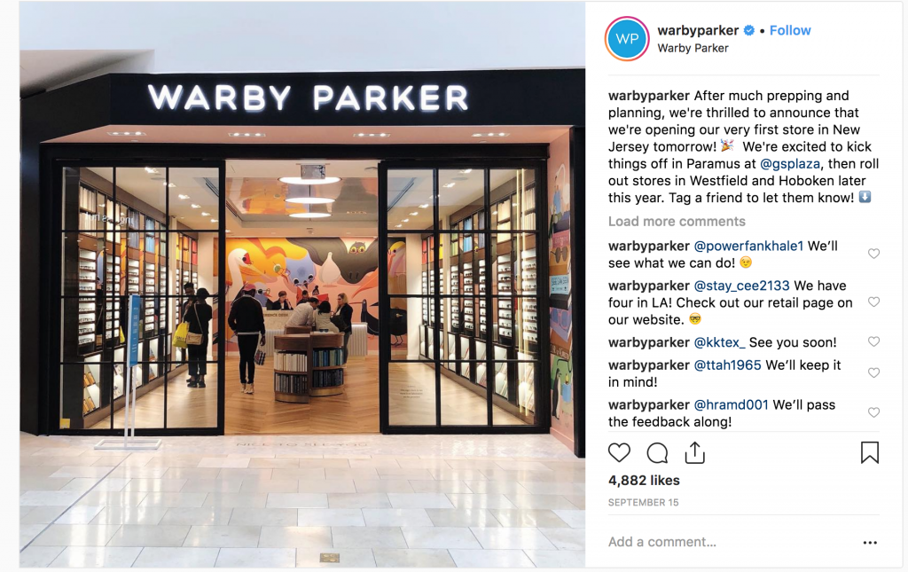 retail experience, customer experience, Warby Parker store